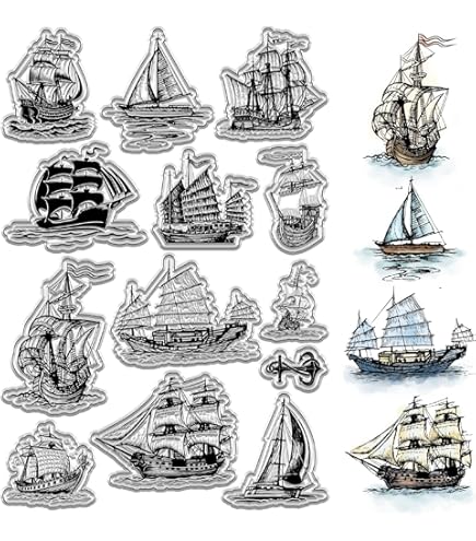 帆船のシリコーンスタンプ Amazon.co.jp: GLOBLELAND 海賊ナビゲーション クリアスタンプ 海賊船